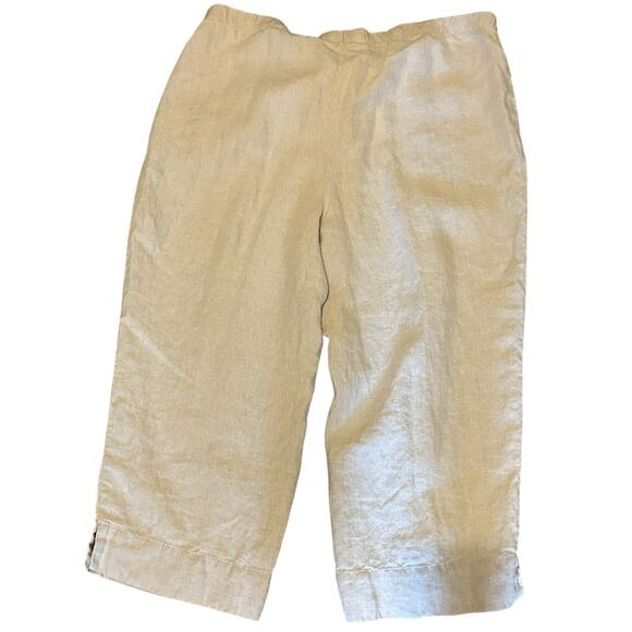 J.Jill 100% Linen Pants Womens 2X Cropped Wide Leg Casual Minimalist Beige Boho - Picture 1 of 6